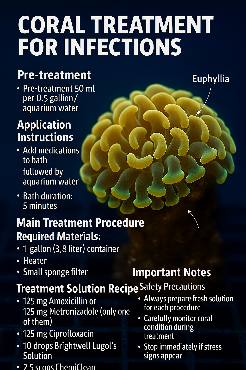 Coral Treatment for Infections (Brown Jelly) and Post-Fragging Recovery